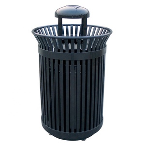 Cestino per Rifiuti in Metallo <span class=keywords><strong>da</strong></span> Esterno Commerciale <span class=keywords><strong>da</strong></span> 120 Litri con Barra Piatta in Acciaio Verniciato a Polvere di Poliestere - Product Image 1