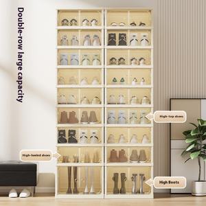 Sıcak satış çift sıra şeffaf plastik ayakkabı raf uzun çizme ve oyuncak depolama çok katmanlı katlanır ayakkabı dolabı - Product Image 2
