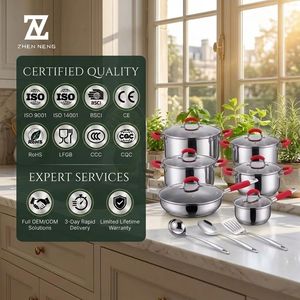 ZHEN NENG Set di Pentole in Acciaio Inox 15 Pezzi, Pentole <span class=keywords><strong>per</strong></span> Latte e Zuppa, Padella con Coperchio in Vetro, Manici in Silicone, Utensili da <span class=keywords><strong>Cucina</strong></span> <span class=keywords><strong>per</strong></span> Casa - Product Image 4