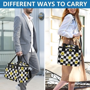 Hawaii Custom Checked Floral Reusable Lunch Bag Ice Pack Thermal Insulated Food Lunch Cooler Bag with Adjustable Shoulder Strap - Product Image 5