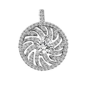 Collar con Colgante Floral de Plata de Ley 925 con Microcirconitas y Rodio, Elegante y Moderno para Mujer, Regalo de Boda, Cadena de Bambú - Product Image 1