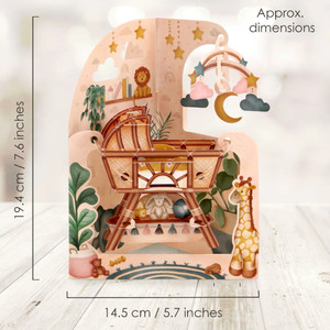 Cartes 3D Pop-up Pliables à l'effigie d'un berceau balançoire avec illustration de chambre d'enfant pour Baby Shower, Cadeau de <span class=keywords><strong>naissance</strong></span>, Article de collection haut de gamme - Product Image 3