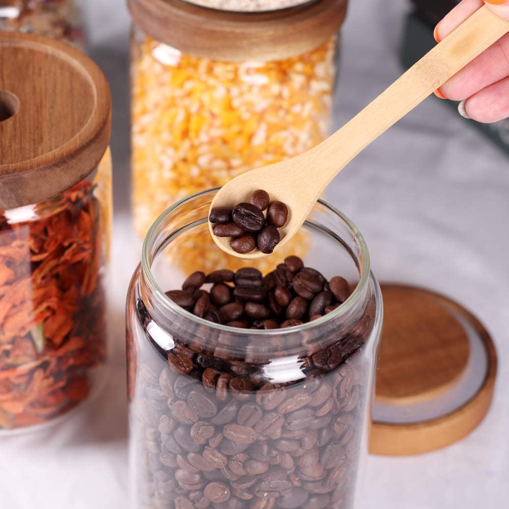 Stackable Kitchen Canisters Set of 8,High Borosilicate Glass Cylinder Airtight Food Storage Glass Jars