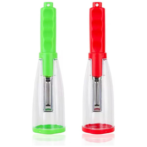 Éplucheur de légumes manuel multifonction en acier inoxydable avec récipient en plastique, éplucheur de fruits pour carottes, pommes de terre, pommes - Product Image 1