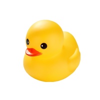 Cadeau de canard jaune coloré qui couine pour bébé, en plastique, avec logo personnalisé, forme sur mesure, directement de l'usine