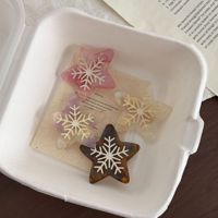 CHUJIAN Nouveau design Barrettes à bec de canard en acétate motif flocon de neige et étoile, texture marbrée, mignonnes pour l'hiver et les fêtes, pour franges latérales