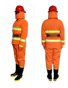 Conjunto de 5 Piezas de Traje de Bombero, Chaqueta, Pantalones, Casco, Guantes y Botas de Materiales Nomex Aramid Resistentes al Fuego - Product Image 3