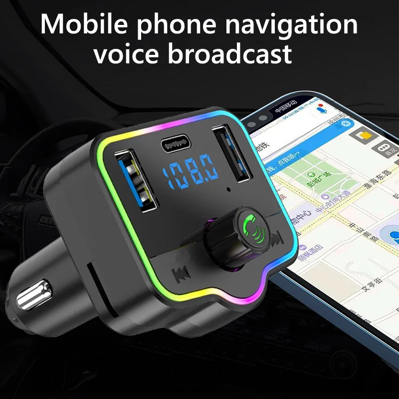 Autozubehör 2024 Bluetooth-fähiger Rundfunkstation drahtloser angekoppelter Audio-Bluetooth-Fm-Radio-Sender Auto-Mp3-Player
