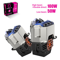 Lentille de projecteur Bi-LED 3,0 pouces 100W 10000LM 4 yeux DRL Phare avant feux de croisement et de route à coupe plate étanche IP68 pour BMW