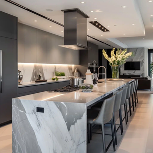 <span class=keywords><strong>Meuble</strong></span> de cuisine modulaire moderne avec 3 tiroirs de rangement, plan de travail en quartz artificiel, durable et facile à nettoyer, idéal pour les projets. - Product Image 2