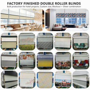 Stores à rouleaux électriques intelligents modernes à double couche, horizontaux, unis, mécaniques, imprimés, avec tissu double couche - Product Image 6