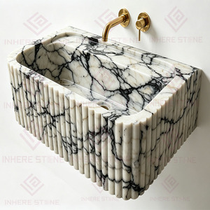 <span class=keywords><strong>Lavabo</strong></span> de Mármol Calacatta Viola de Lujo Tallado a Mano, <span class=keywords><strong>Lavabo</strong></span> de Piedra Natural Elegante para Colocar Sobre Encimera, para Villas y Hoteles - Product Image 6