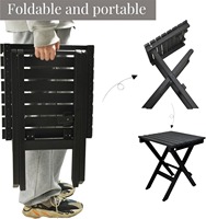 Table d'appoint extérieure moderne en HDPE, légère, durable, petite table carrée pliante, empilable, résistante aux UV, imperméable