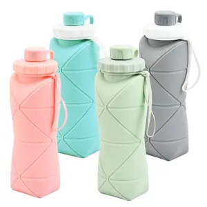 Modern fashionable reusable large capacity sport gym custom cute folding silicone water bottle with logo