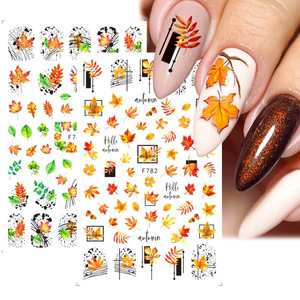 Nuevas pegatinas de uñas con diseño de hojas de arce otoñales, pegatinas amarillas para decoración de uñas con diseño de hojas de arce de otoño - Product Image 1