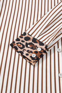 Dear-Lover Abito <span class=keywords><strong>Lungo</strong></span> da Donna all'Ingrosso, Camicia Maxi <span class=keywords><strong>Blu</strong></span> Cielo <span class=keywords><strong>con</strong></span> Righe e Inserti Leopardati a Contrasto, <span class=keywords><strong>con</strong></span> Spacchi - Product Image 2