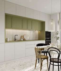 خزانة مطبخ عصرية بتصميم بسيط وأنيق من فيرمونهوز، خزانة مطبخ خضراء جميلة بقشرة خشبية - Product Image 6