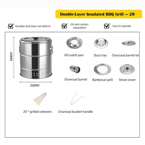 Barbecue au charbon de bois sans fumée haute température avec 28 brochettes, un barbecue professionnel en acier inoxydable pour le camping et l'extérieur - Product Image 5