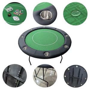 Tables de poker rondes professionnelles personnalisées Black Jack 8 places, diamètre 120 cm, vertes, avec plateau blanc, pieds pliables en métal pour casino - Product Image 1