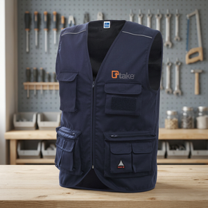 TTAKE เสื้อกั๊กแขนกุดสำหรับฤดูร้อนสีเทาพร้อมกระเป๋าหลายช่อง - Product Image 2