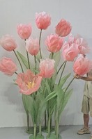 Bunga Tulip Organza Raksasa Buatan Desain Baru untuk Dekorasi Jendela, Pesta Pernikahan, Set Bunga, Latar Belakang Air Terjun