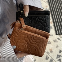 Dompet Camellia Elegan Berkualitas Tinggi Dompet Kulit Asli Wanita Klasik Dompet Koin Tempat Kartu Fashion Billetera