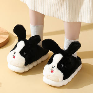 Zapatillas de piel cálidas con Orejas de conejo para mujer, pantuflas a la moda con suela suave, pantuflas de felpa para interiores - Product Image 5