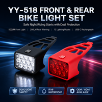 LED-Fahrradbeleuchtungs-Set mit Vorder- und Rücklicht, Doppelte 1200mAh-Batterie, 13 Modi, Silikonhülle für Straßen- und Mountainbikes