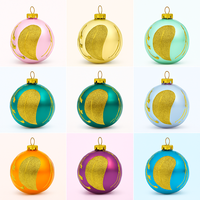 Décoration de boule de verre de Noël personnalisée de haute qualité faite à la machine 3 couleurs UV imprimé 8cm boules pendentif ornements de Style Festival