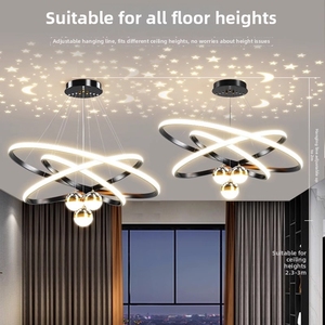 Lampadario <span class=keywords><strong>a</strong></span> <span class=keywords><strong>Sospensione</strong></span> LED Moderno Nordico di Lusso con Altezza Regolabile e Proiezione di Stelle <span class=keywords><strong>per</strong></span> <span class=keywords><strong>Soggiorno</strong></span> e Sala da Pranzo - Product Image 2