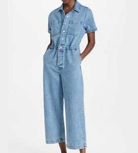 Mono <span class=keywords><strong>de</strong></span> Mezclilla para <span class=keywords><strong>Mujer</strong></span>, Diseño <span class=keywords><strong>de</strong></span> Diseñador, Color Azul Claro, Ropa <span class=keywords><strong>de</strong></span> <span class=keywords><strong>Mujer</strong></span>, Una Manga, Bolsillos, Pantalones Acampanados, Monos <span class=keywords><strong>de</strong></span> Mezclilla - Product Image 4