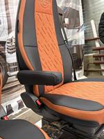 Housses de siège en cuir Nappa sur mesure pour Volvo FH Truck 2008-2026, protection de siège conducteur et passager avec surpiqûres diamantées de qualité supérieure