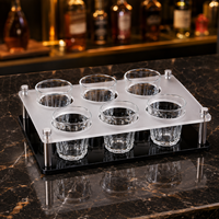 Support à verres en acrylique B2B à marque privée, 24 emplacements, design rectangulaire moderne et minimaliste, taille de trou personnalisée, couleur, logo, emballage pour bar