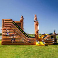 Vente flash : Toboggans aquatiques gonflables en forme de bateau pirate avec piscine, toboggan commercial pour enfants