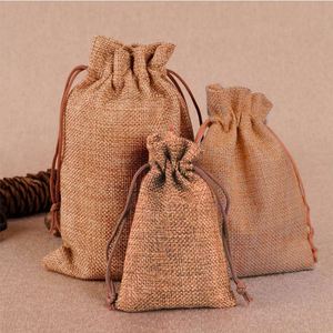 Custom Vintage Light Coffee <b>Hessian</b> Wedding Favor Bags Mini Jute Drawstring Burlap <b>Sack</b> Pouches for Weddings & Birthdays - Product Image 2