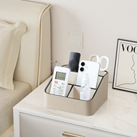 Organisateur de stylos de bureau en cuir PU avec compartiments pour le bureau, le salon, la table basse, le rangement de la télécommande