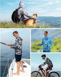 Chemise de protection solaire respirante en soie glacée <span class=keywords><strong>anti</strong></span>-<span class=keywords><strong>UV</strong></span> pour sports de plein air et pêche, vêtement de protection solaire à capuche pour <span class=keywords><strong>homme</strong></span> - Product Image 4