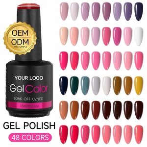 Fournitures professionnelles pour ongles OEM, couleurs mélangées personnalisées, peinture à ongles sans HEMA ni TPO, 15 ml, vernis à ongles en gel de qualité professionnelle pour salon - Product Image 1