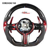 Volant sport en fibre de carbone avec 3 branches et poignée de 40 mm en cuir rouge Zhongtan, remplacement pour E60 F15 F90