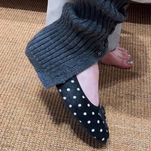 Escarpins à bout fermé à pois français pour femmes, nouvelle collection printemps 2026, élégants, rétro, imprimé léopard, ballerines à bout rond - Product Image 3