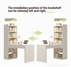 <span class=keywords><strong>Escritorio</strong></span> Esquinero de Lujo en MDF con Estantería Integrada, Diseño Moderno y Ligero para el Hogar, Dormitorio, Uso con Computadora, Almacenamiento de Libros - Product Image 2