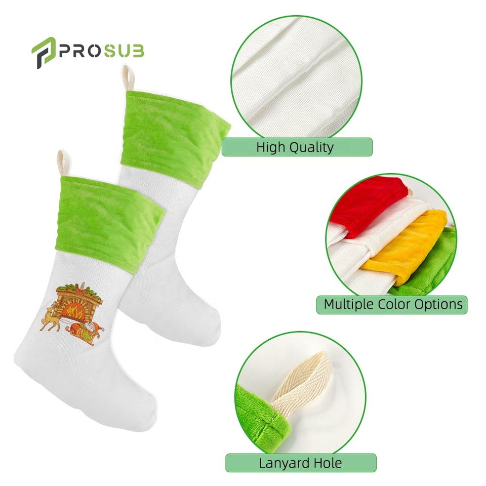 Prosub Wholesale Christmas Stockings Linen Plaid Sublimation Blank Stock For Holiday Decorations
