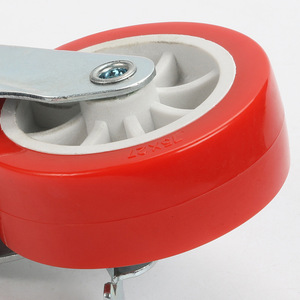 Red Pvc Caster Wheels 3 Inch Swivel With Side Brake For Furniture Industry - Product Image 2