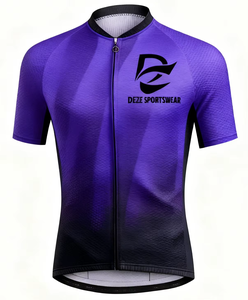DEZE SPORTSWEAR Maillot de cyclisme professionnel rouge-noir dégradé à manches courtes respirant et à séchage rapide pour vélo de route - Product Image 4