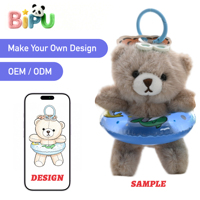 Porte-clés en peluche ours brun personnalisé de haute qualité, fabricant OEM avec logo brodé et rembourrage en coton PP