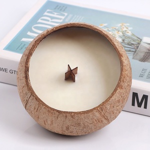 Lilin aromaterapi mangkuk kelapa beraroma Jasmine Dekorasi Rumah lilin aromaterapi cangkang kelapa alami jahat Kayu - Product Image 5