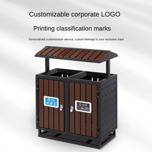 Thép Không Gỉ Kim Loại Phân Loại Thùng Rác Thương Mại Ngoài Trời Thùng Rác <span class=keywords><strong>Bin</strong></span> Với 2 Thùng Công Cộng Thùng Rác Tái Chế Thùng - Product Image 5