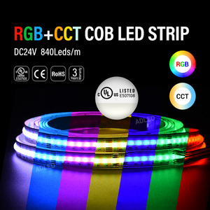 Tira de led cob Cri90 840 con chip UL, RGB, sintonizable, blanca, 2700K-6500K, 12mm, 16 W/M, 41,6mm, luz cortable, RGB CCT, 24V, tira de led cob - Product Image 5