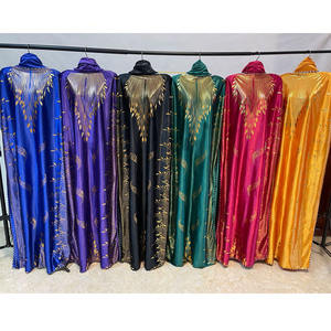 Lisami Extra Big Long Foil Abaya新イスラム教徒ファッションソフトフリーサイズホットスタンプドレスローブカジュアルメイドポリエステルアフリカ服 - Product Image 1