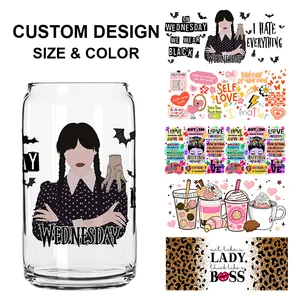 Sport cartoon aufkleber halloween weihnachten urlaub aufkleber druck 16 oz libby glasdose uv dtf becher wickeln Überweisungen